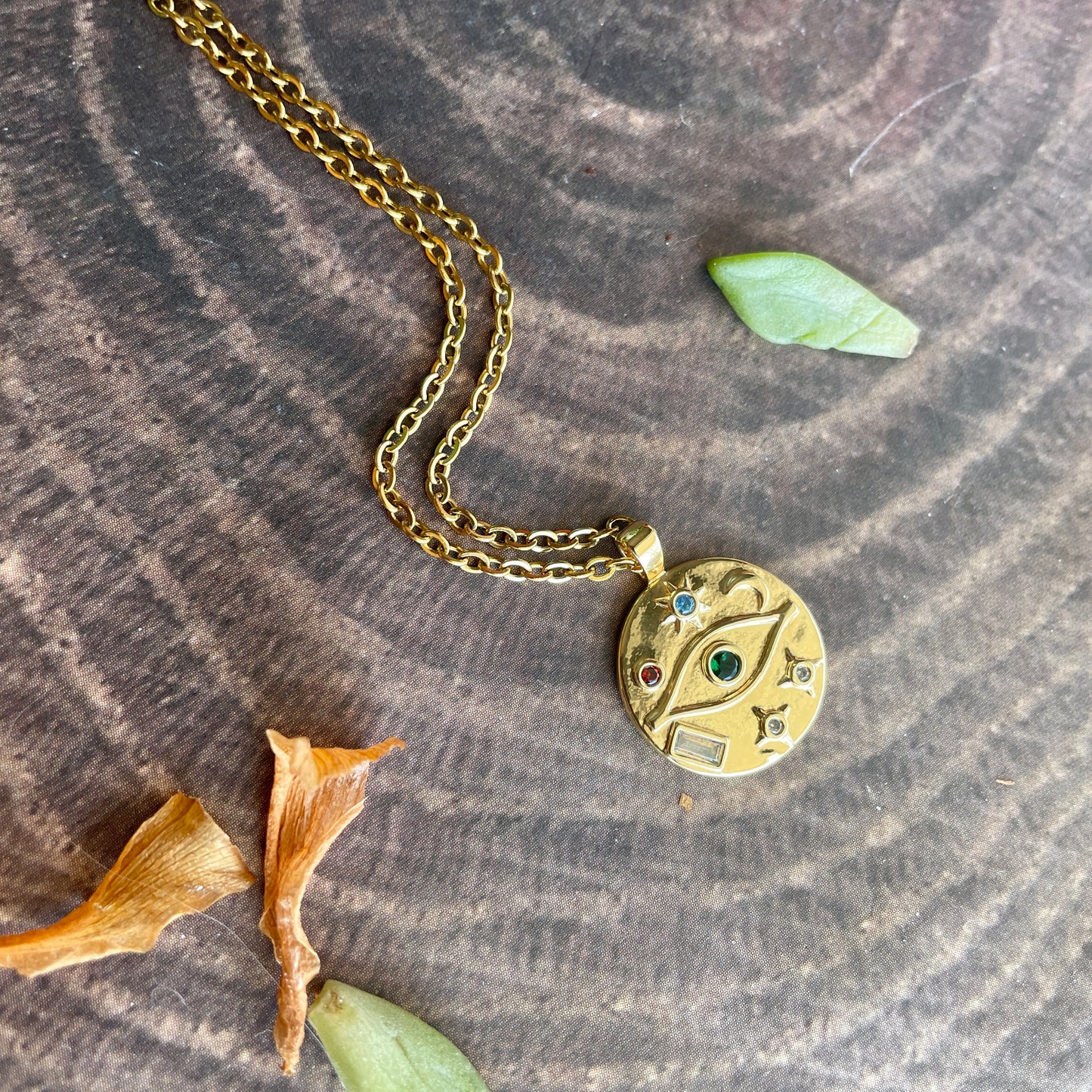 Small Gold Eye Charm Necklace