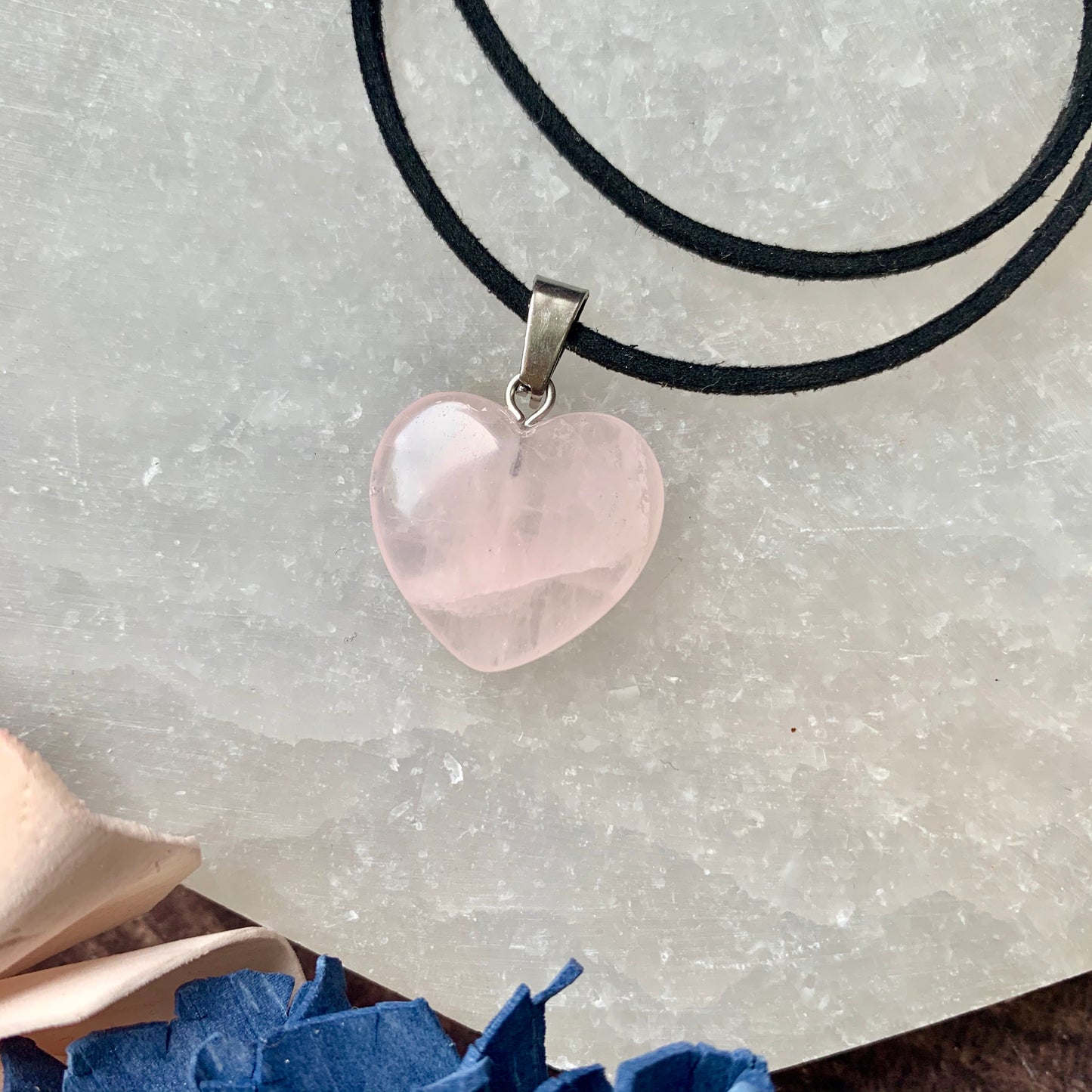 Small Rose Quartz Heart Pendant Necklace