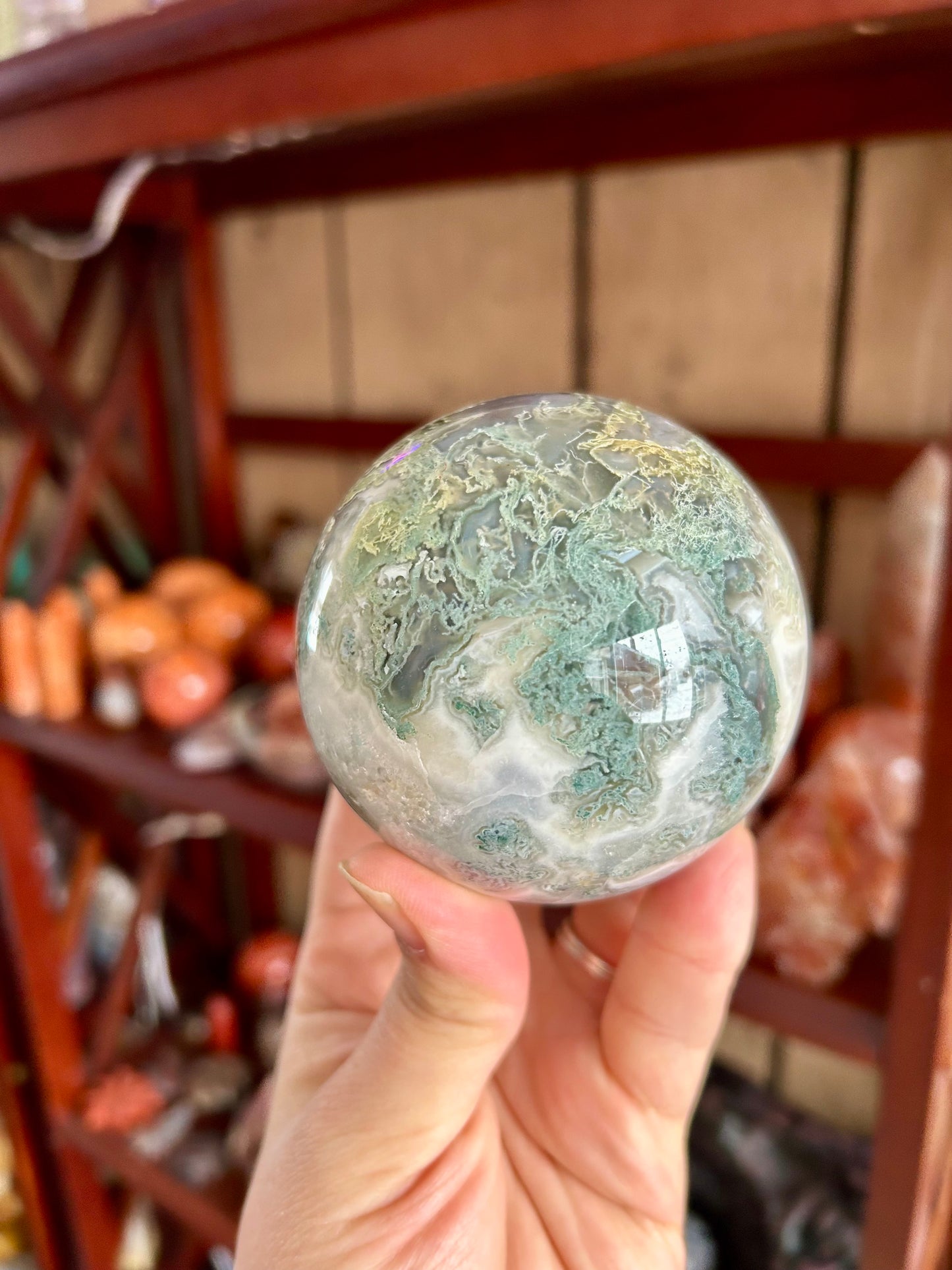 Moss Agate Sphere 1lb +