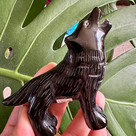 Obsidian Wolf Carving