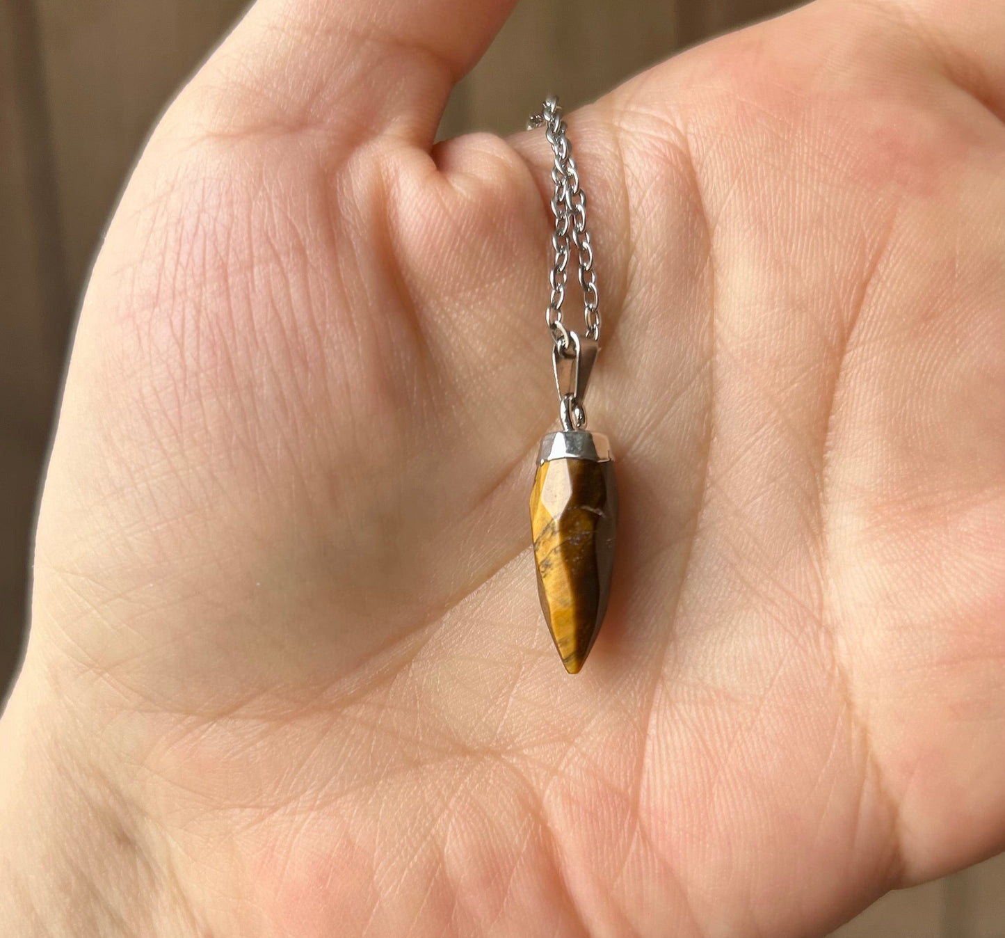 Tiger’s Eye Silver Pendant Necklace