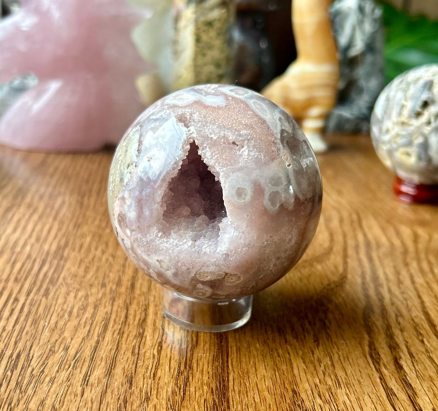 Pink Amethyst / Flower Agate Mix Sphere