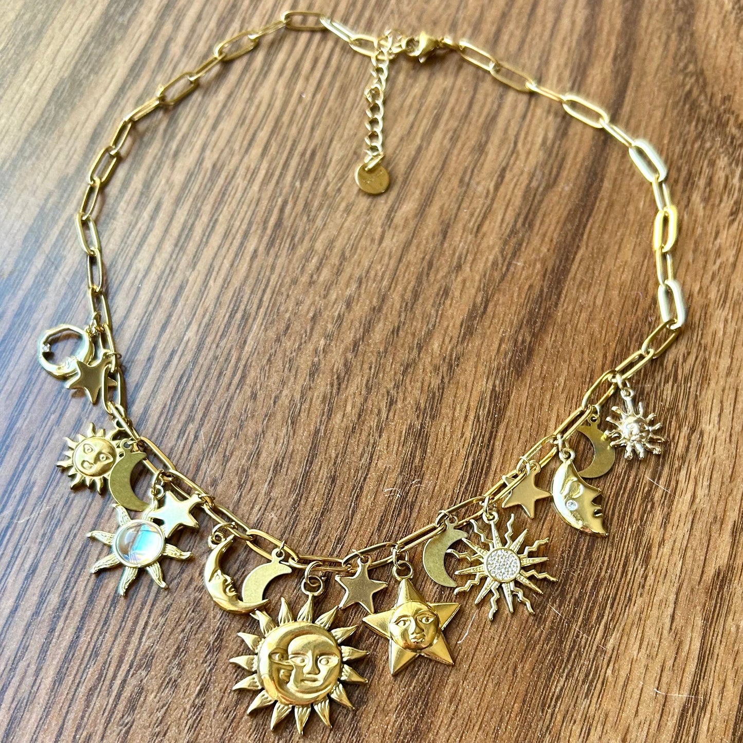 Celestial Gold Double Layer Charm Necklace