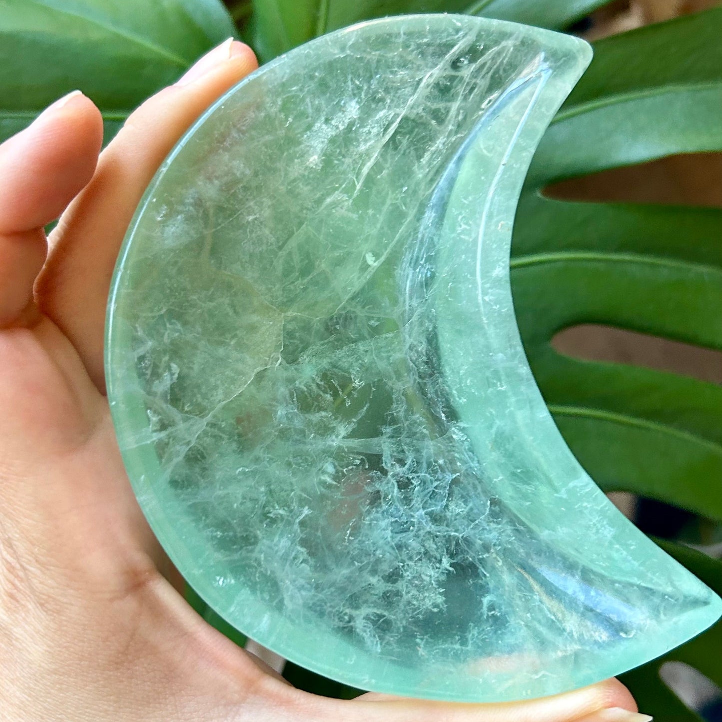 Green Fluorite Moon Dish