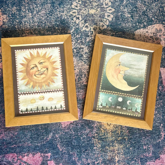Rare Vintage David Carter Brown Framed Celestial Prints (Pair)