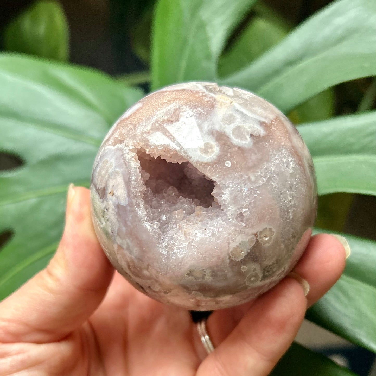 Pink Amethyst / Flower Agate Mix Sphere