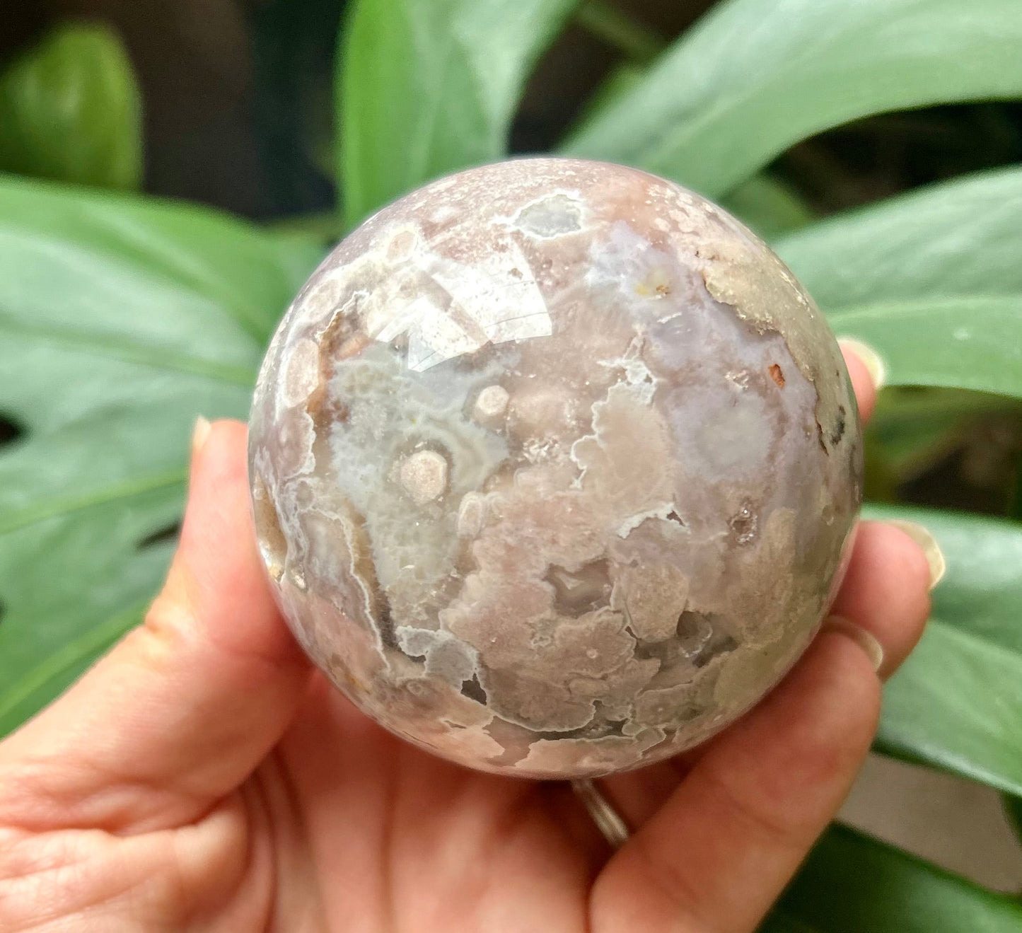 Pink Amethyst / Flower Agate Mix Sphere