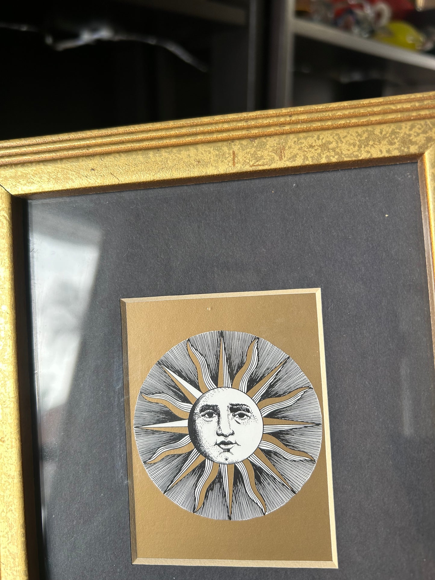 Set of 2 Vintage Fornasetti Celestial Gold Frame Prints