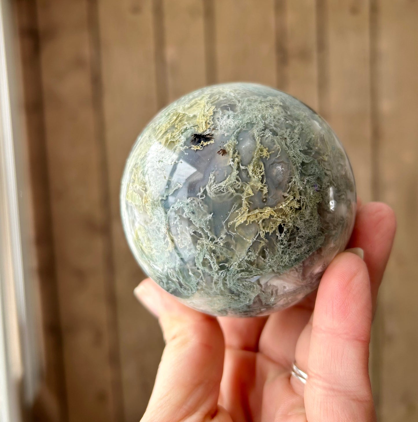 Moss Agate Sphere 1lb +