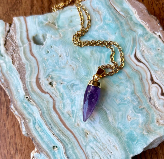 Amethyst Gold Pendant Necklace