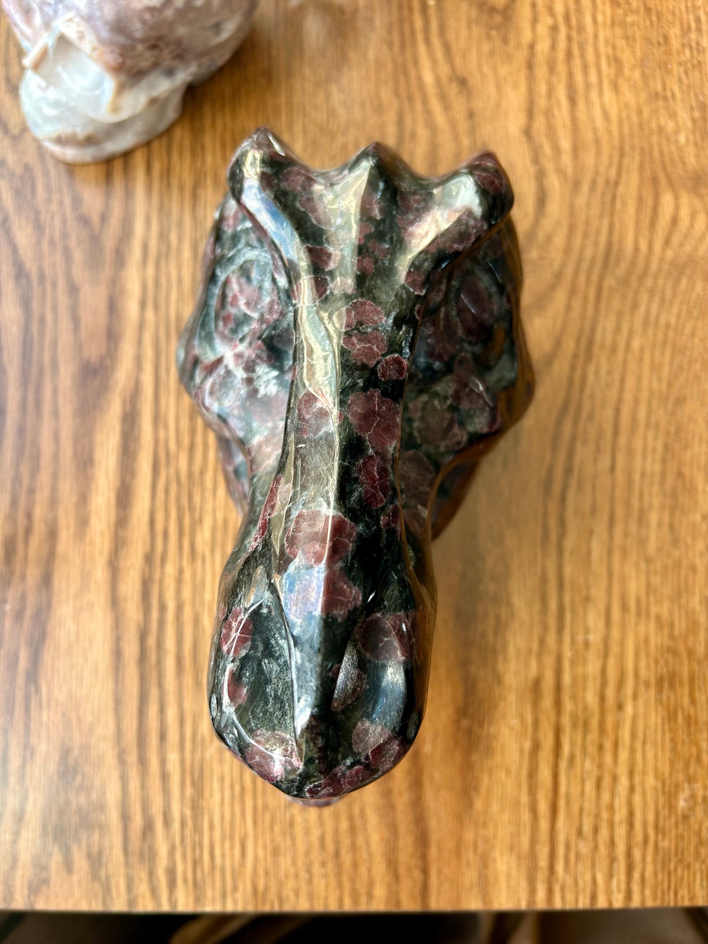Firework Garnet Dinosaur Skull Carving 5+ lb
