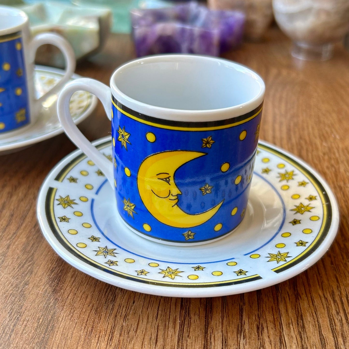 Vintage Celestial 4 pc Espresso Cup Saucer Set