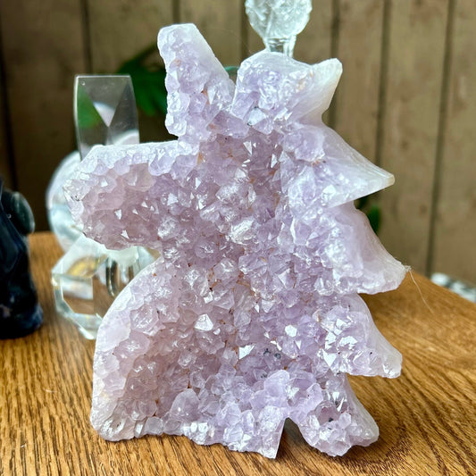 Amethyst Druzy Unicorn Geode Carving