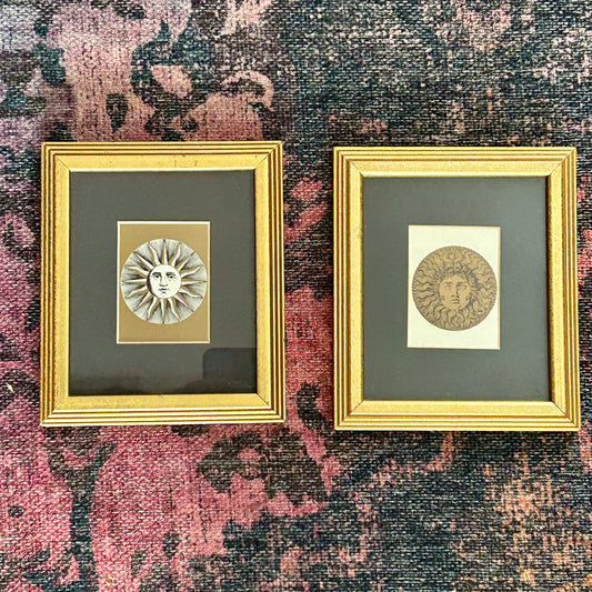 Set of 2 Vintage Fornasetti Celestial Gold Frame Prints