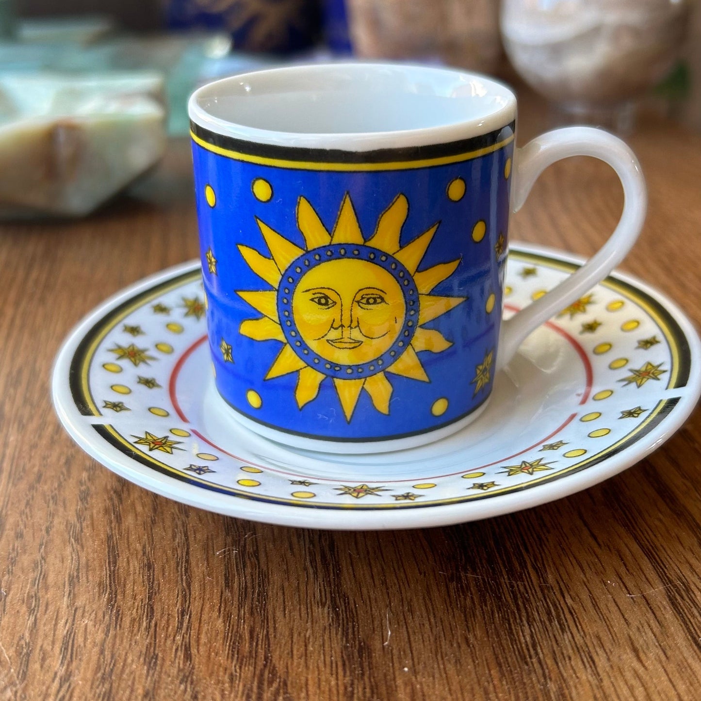 Vintage Celestial 4 pc Espresso Cup Saucer Set