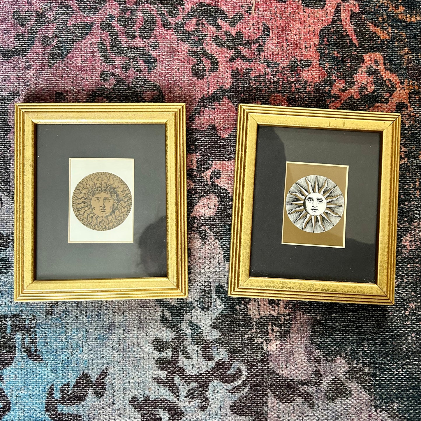 Set of 2 Vintage Fornasetti Celestial Gold Frame Prints