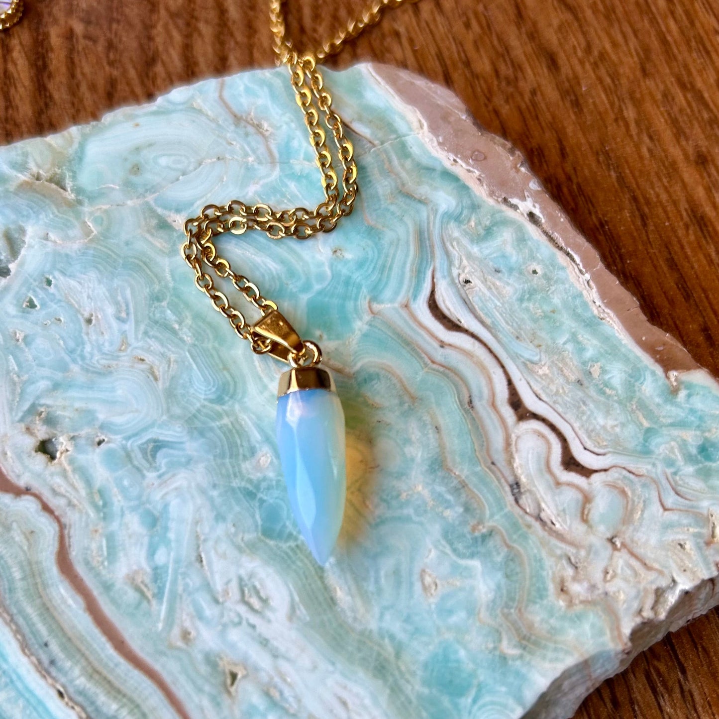 Opalite Gold Pendant Necklace
