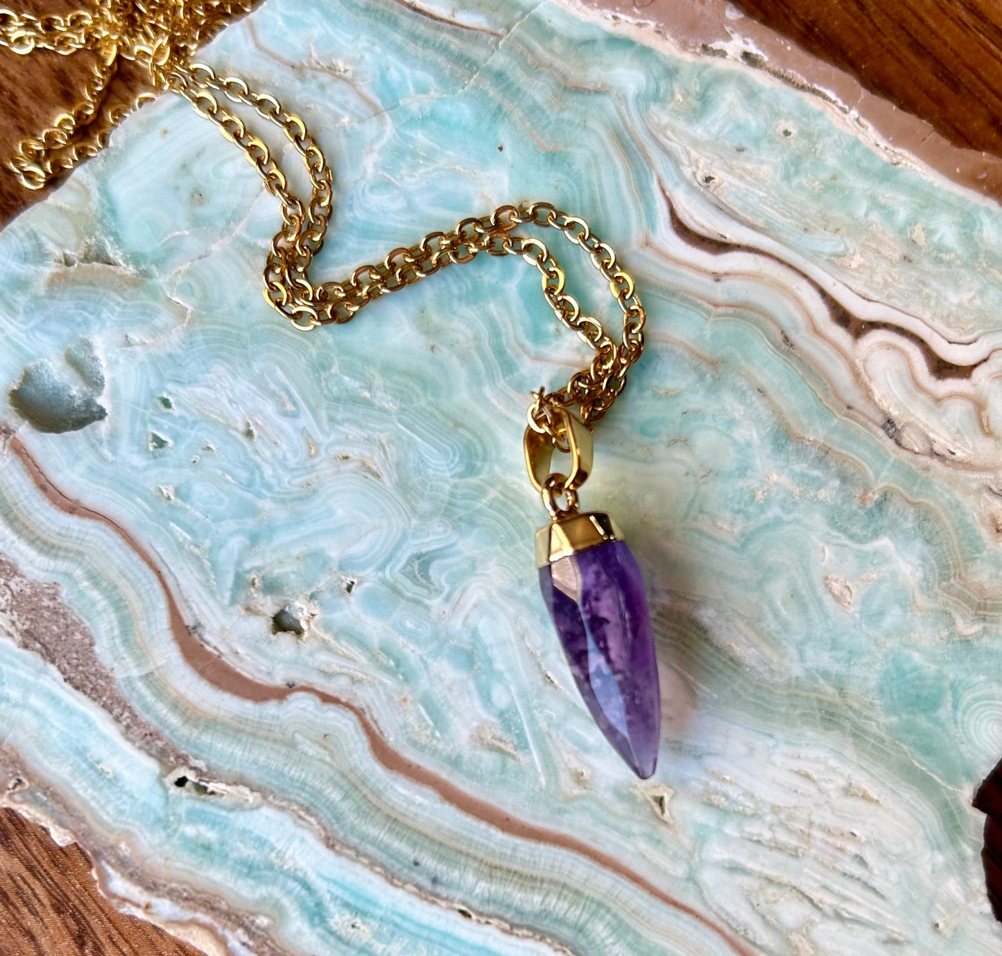 Amethyst Gold Pendant Necklace