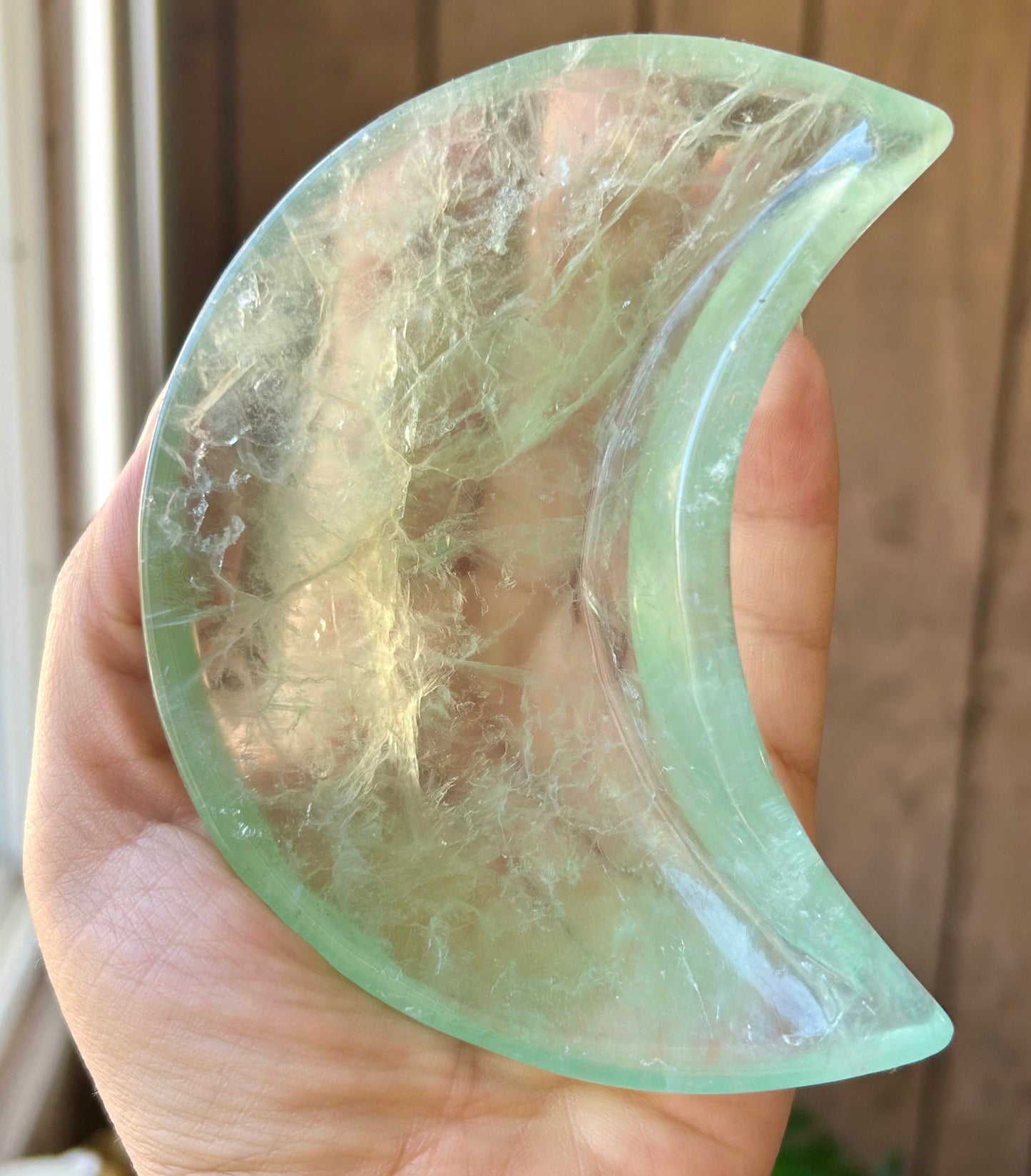Green Fluorite Moon Dish