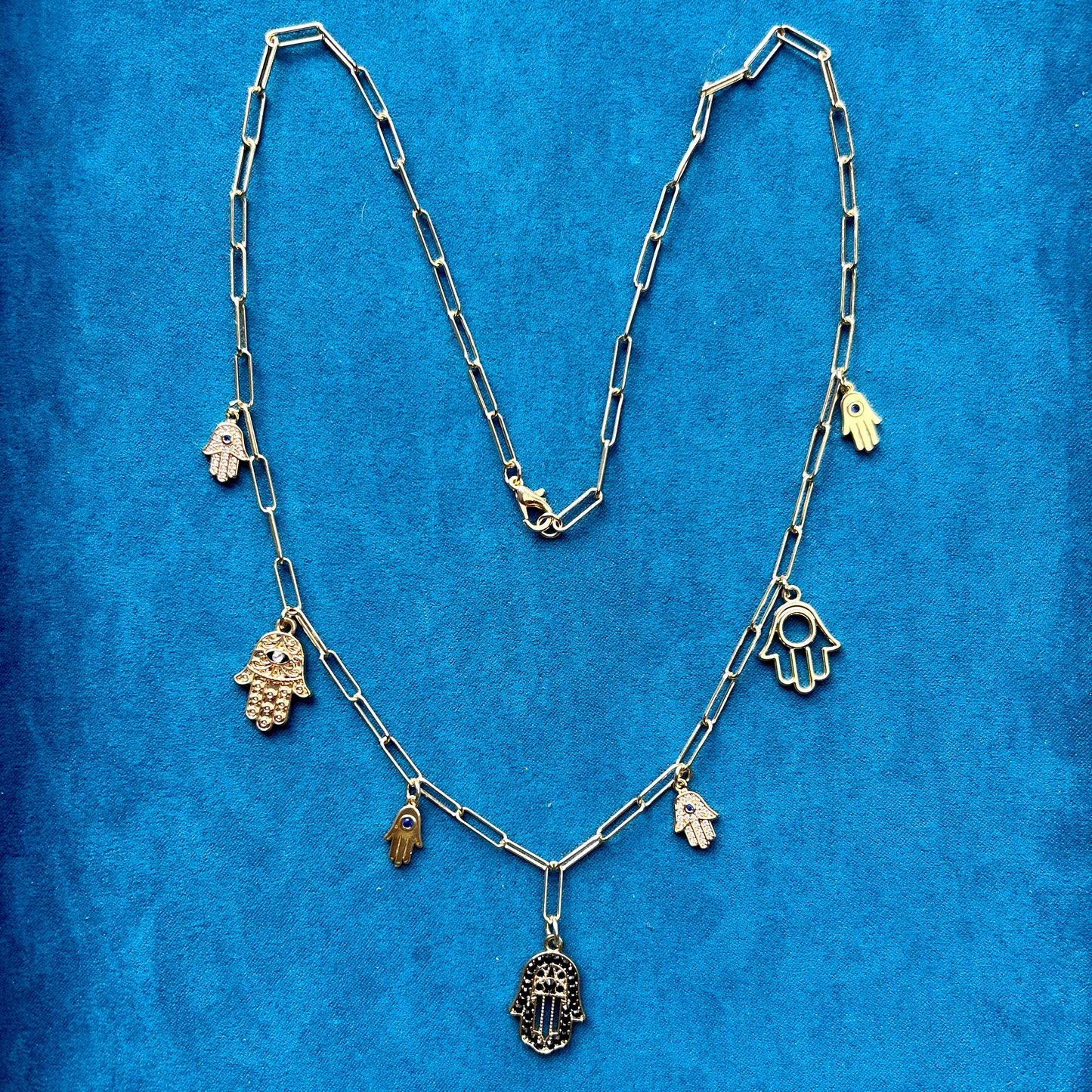 Hamsa Hand Gold Charm Necklace