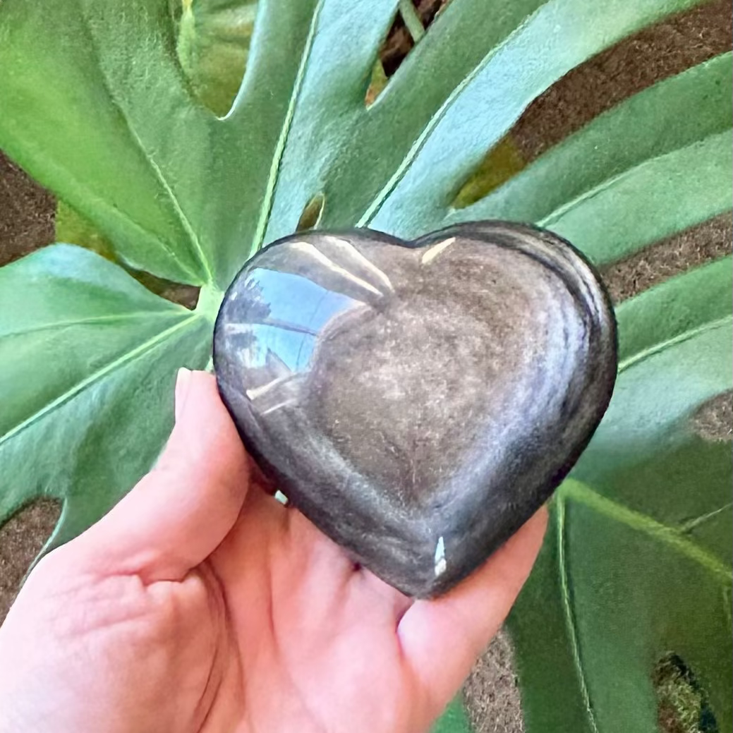 Silver Sheen Obsidian Heart