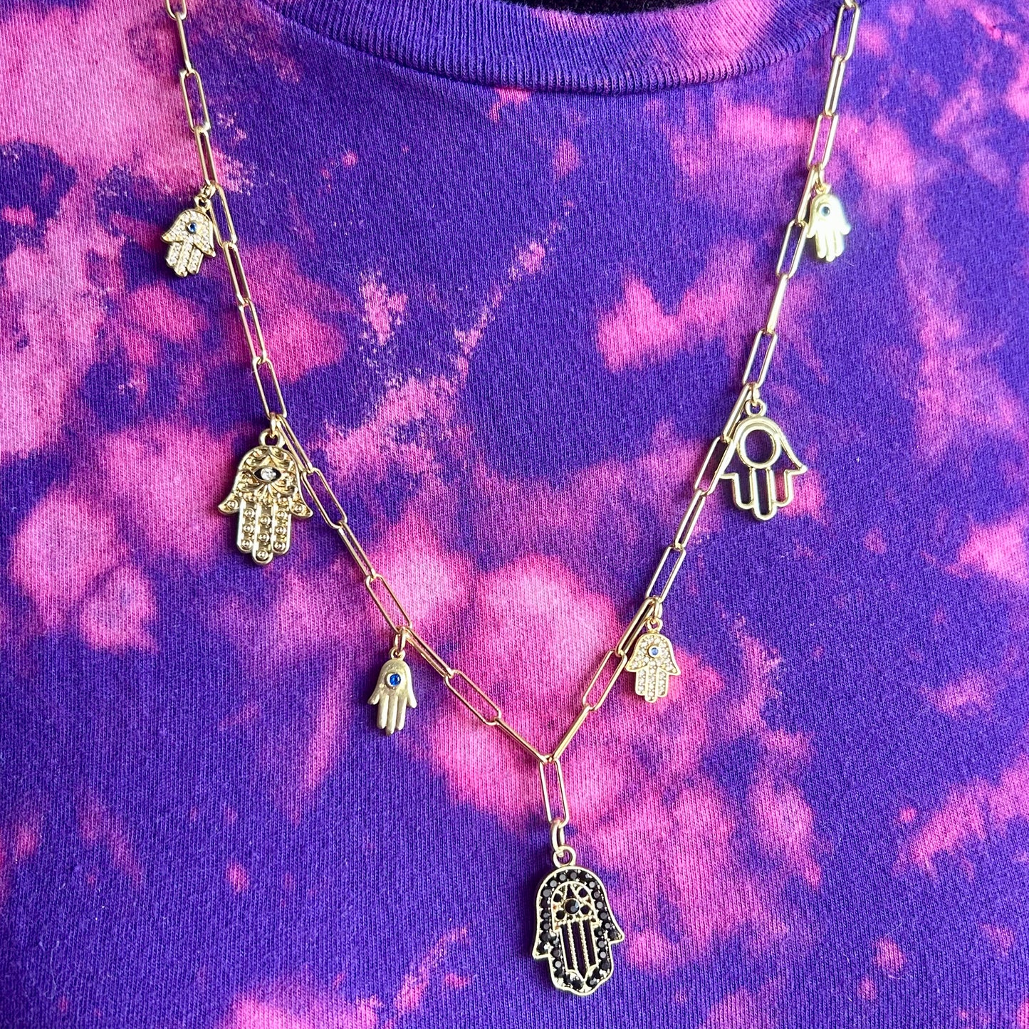 Hamsa Hand Gold Charm Necklace