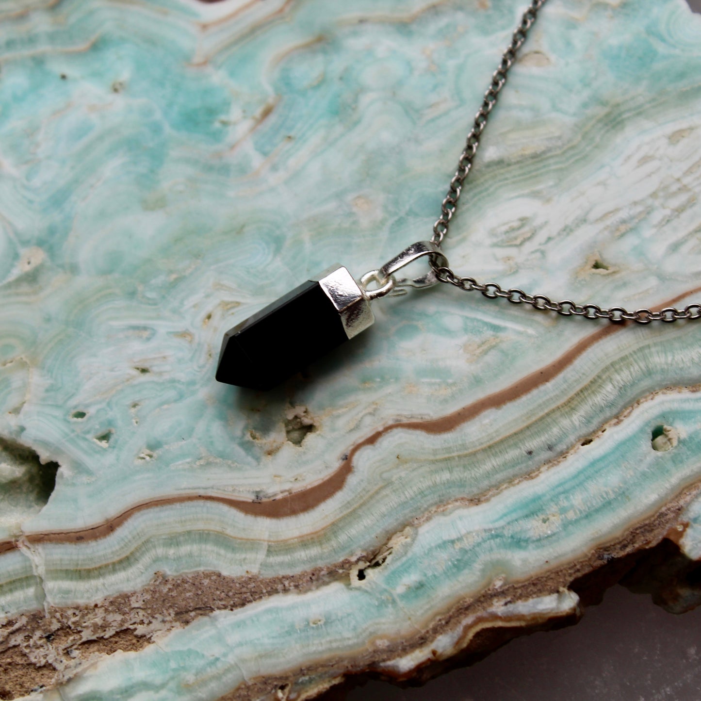 Obsidian Silver Pendant Necklace
