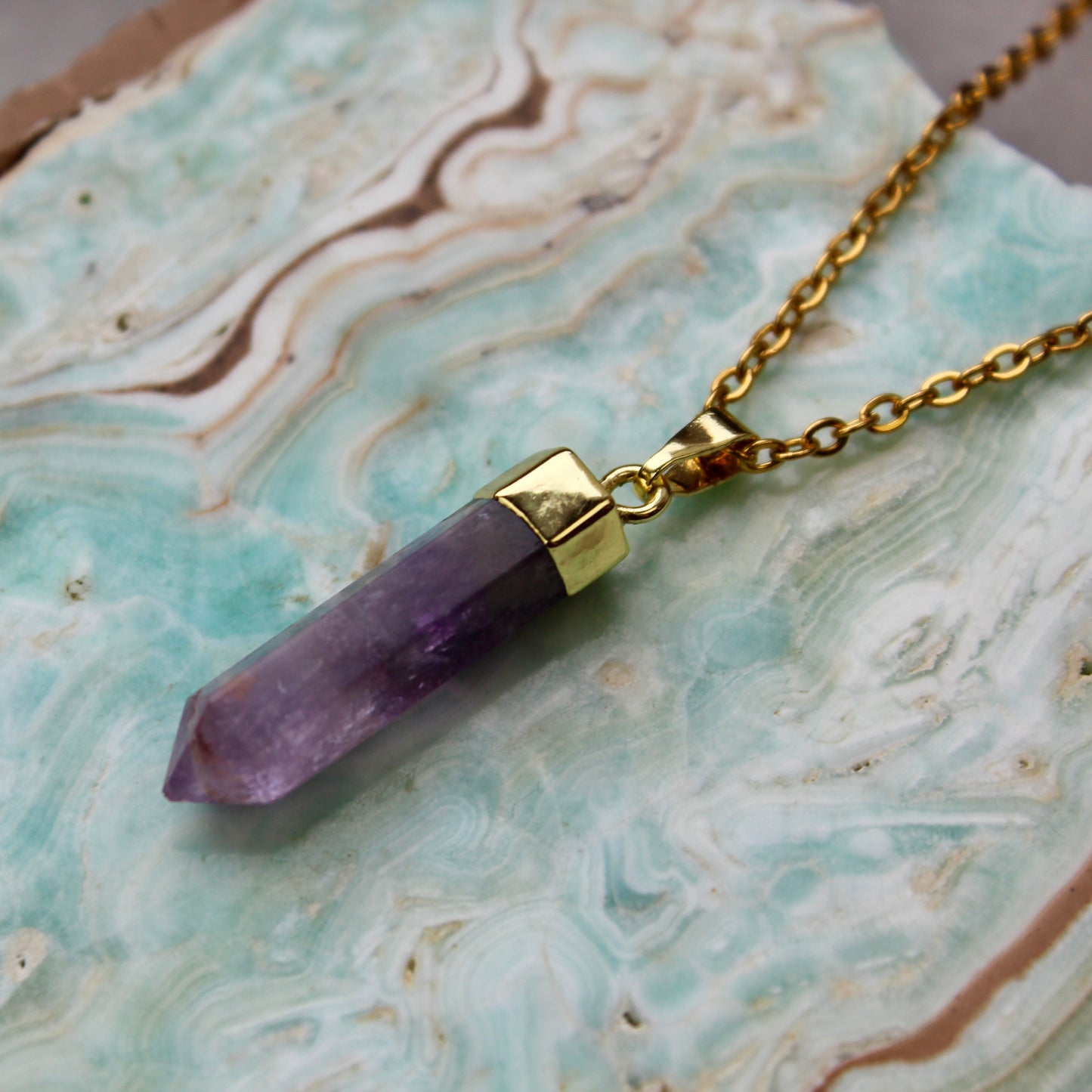 Amethyst Gold Pendant Necklace
