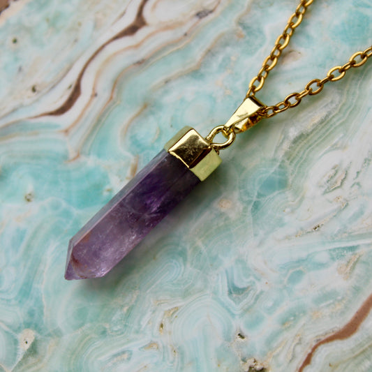 Amethyst Gold Pendant Necklace