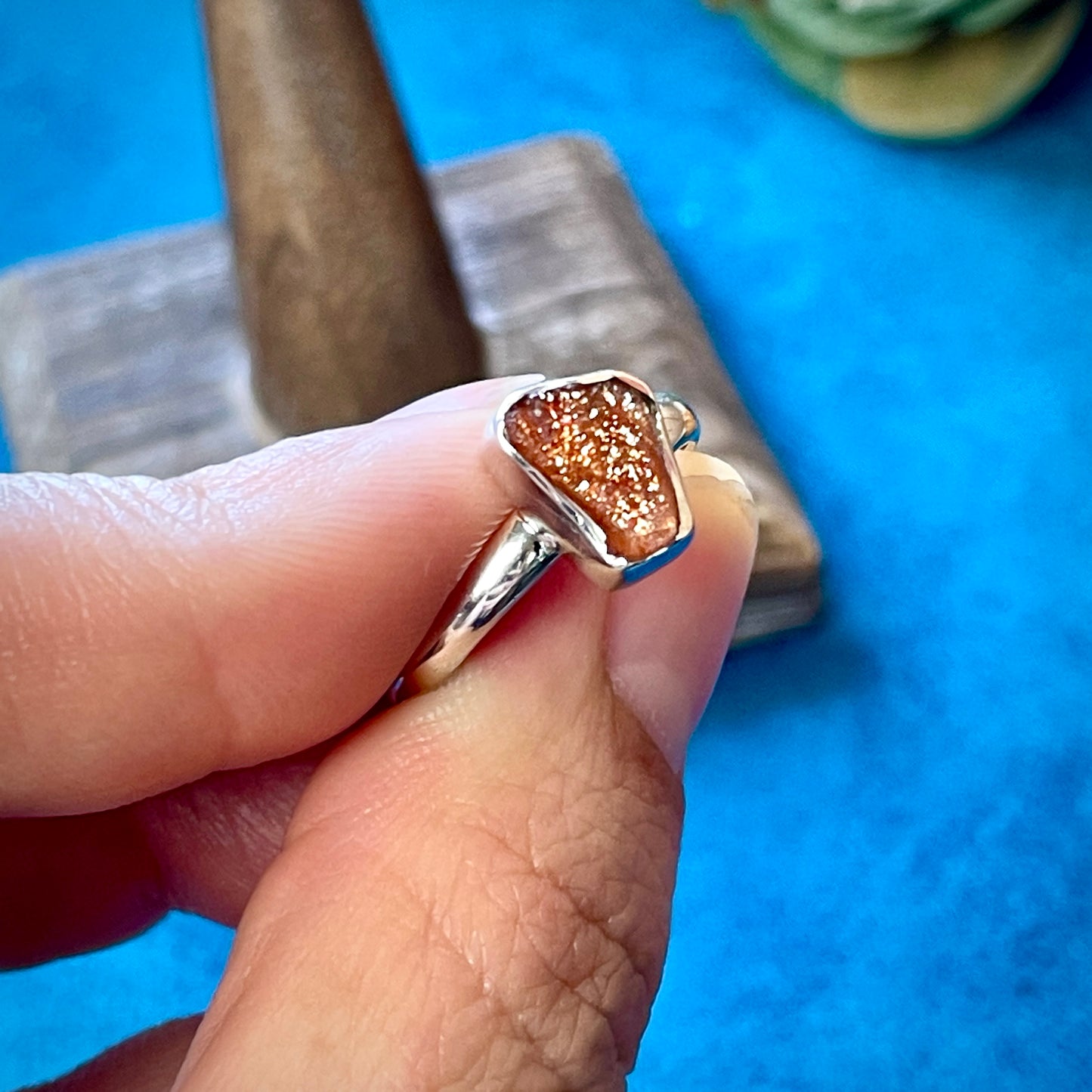 Raw Sunstone Ring Size 8