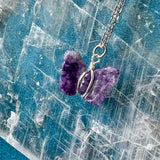 Lepidolite Butterfly Necklace - Silver Wrapped