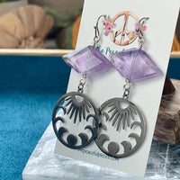 Amethyst Moon Phase Dangling Earrings