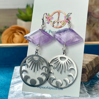 Amethyst Moon Phase Dangling Earrings
