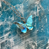 Labradorite Butterfly Necklace - Silver Wrapped