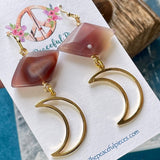 Carnelian Moon Dangling Earrings