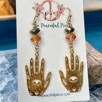 Pyrite Palmistry Hand Dangling Earrings