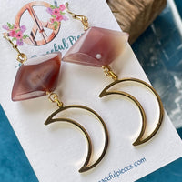 Carnelian Moon Dangling Earrings