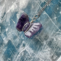 Lepidolite Butterfly Necklace - Silver Wrapped