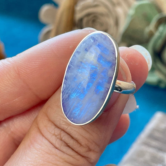 High Flash Moonstone Ring Size 7