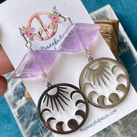 Amethyst Moon Phase Dangling Earrings