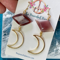 Carnelian Moon Dangling Earrings