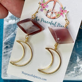 Carnelian Moon Dangling Earrings