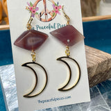 Carnelian Moon Dangling Earrings