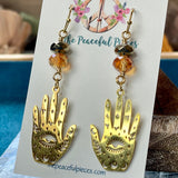Pyrite Palmistry Hand Dangling Earrings