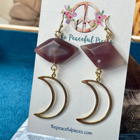 Carnelian Moon Dangling Earrings