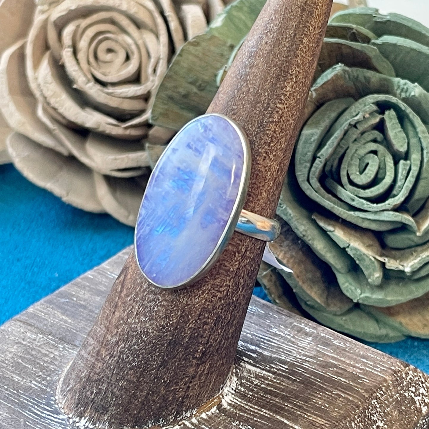 High Flash Moonstone Ring Size 7