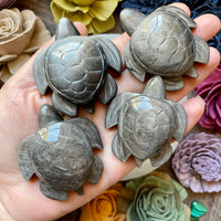 Silver Sheen Obsidian Sea Turtle