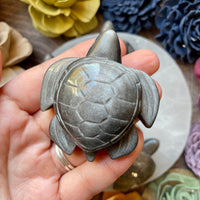 Silver Sheen Obsidian Sea Turtle