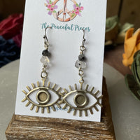 Herkimer Diamond Dangling Eye Earrings