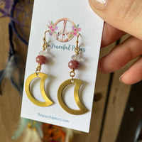 Herkimer Diamond Dangling Moon Earrings